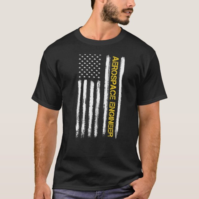 Camiseta Aerospace Engenheiro American Flag Engineering Gra (Frente)