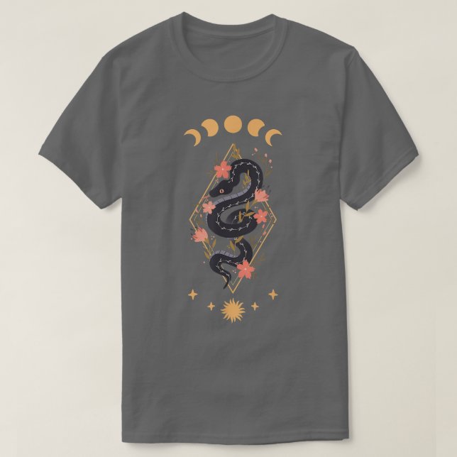 Camiseta Aestésico Fada Grunge Cobra Mística Flor Com Mo (Frente do Design)