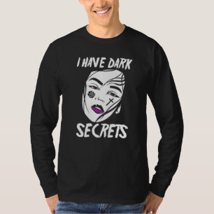 Camiseta Aestética Alt Tenho Segredos Escuros Rosa Tatto Em