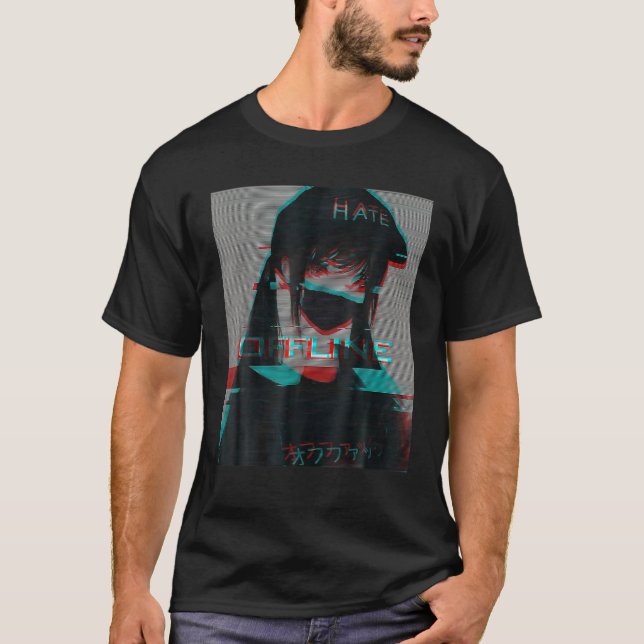 Camiseta Aestética Vaporwave Japonês Futurismo Jogo O (Frente)