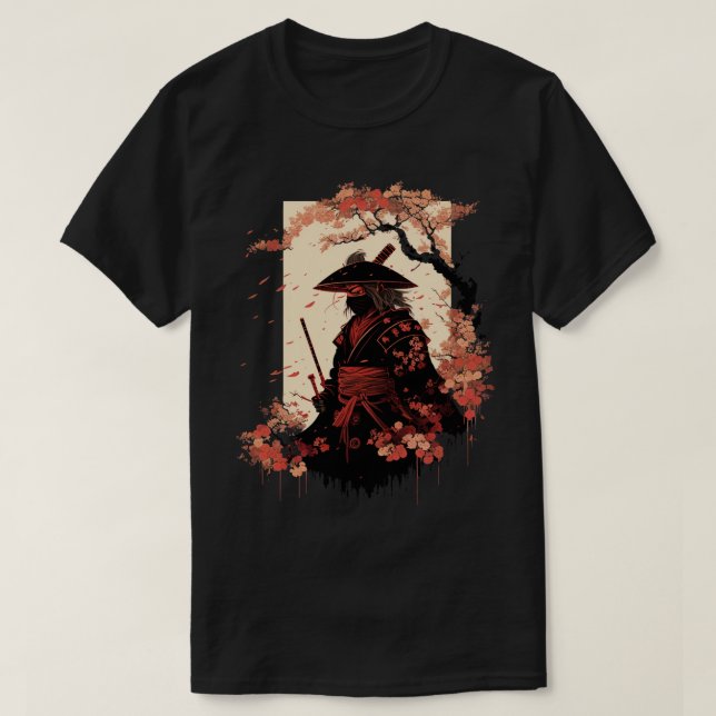 Camiseta Aestético Vintage Samurai Art Japonês Samurai Ret (Frente do Design)