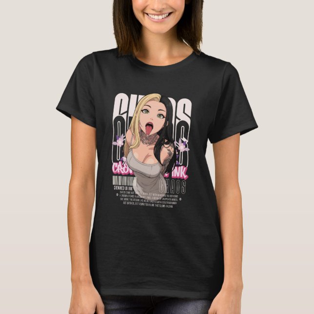 Camiseta Aesthetic Anime Girl Tattoos Chaos Goth Streetwear (Frente)
