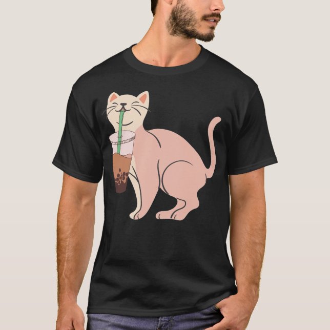 Camiseta Aesthetic Cat Drinking Bob  best cat illustration  (Frente)
