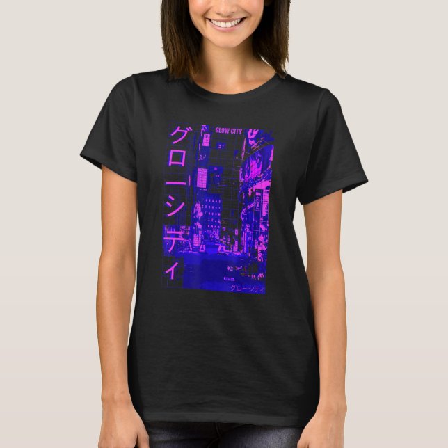 Camiseta Aesthetic Modern Style Japan Glow City Streets Lig (Frente)