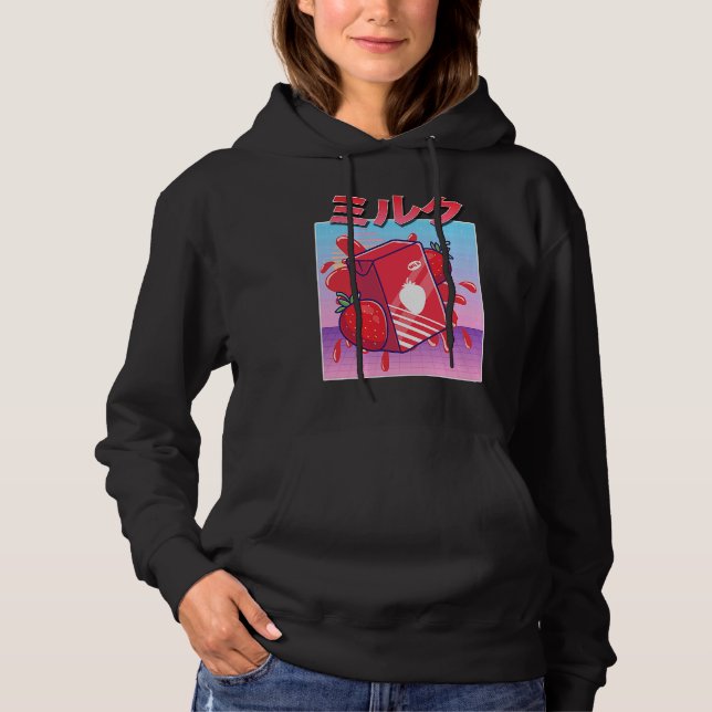 Camiseta Aesthetic Morango Milk Shake Vaporwave 90s Japa (Frente)