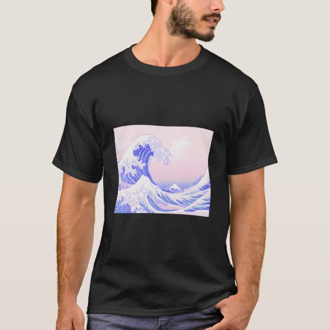Camiseta Aesthetic Pastel K Purple Great Wave Kawaii Japane (Frente)