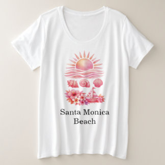 Camiseta Aesthetic Pink Beach Sunset Watercolor