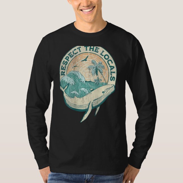 Camiseta Aesthetic Respect The Local  Ocean Word On Back (Frente)
