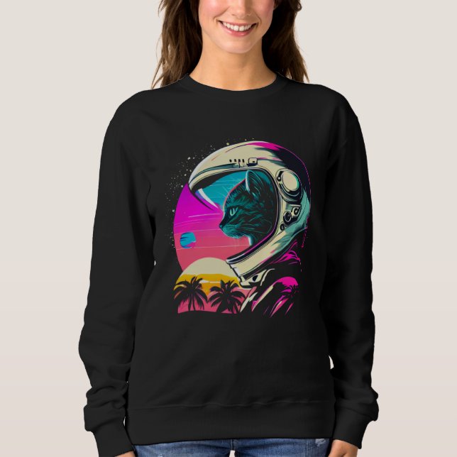 Camiseta Aesthetic Vaporwave Space Cat 80s 90s Astronaut  1 (Frente)