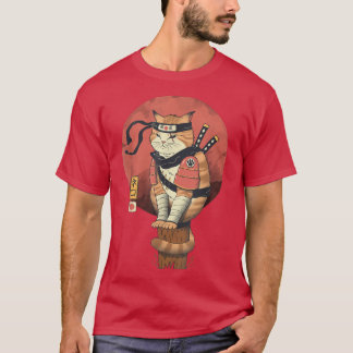 Camiseta AETICON Estilo Japonês Samurai Cat