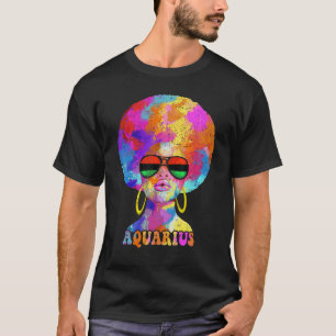 Camiseta Afario Aquarius Rainha Africana-Americana Negra B