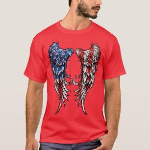 Camiseta Afastada bandeira americana Anjo Wings