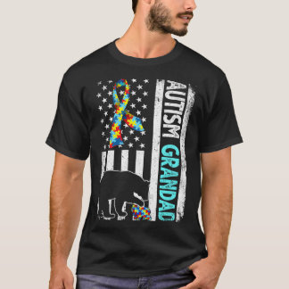 Camiseta Afastada bandeira americana Autismo Avô Urso Autis