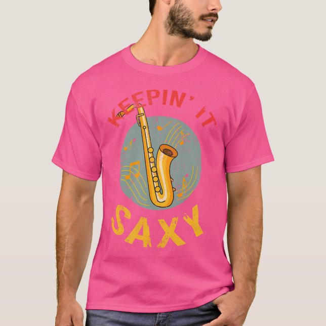 Camiseta Afastado Mantendo-O Saxi - Jogador Saxofone Jazz (Frente)