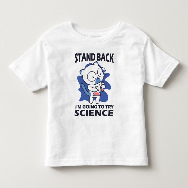 Camiseta Afaste-se - Adorável Experimento de Cientista Gato (Frente)