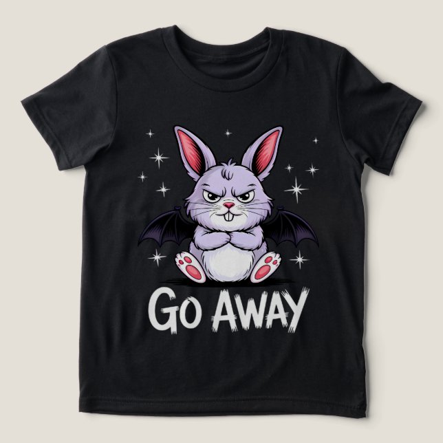 Camiseta Afastem-Se Gatinho Gótico Sassy Coelhinho (Design frontal)