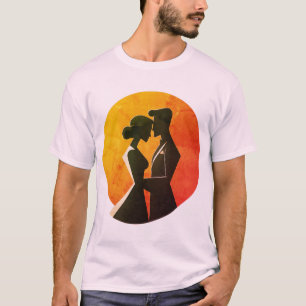 Camiseta Afeição Adorável: Design de Coração de Casal de Am