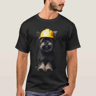 Camiseta Affenpinscher Cachorro Amarelo Capacete de Seguran