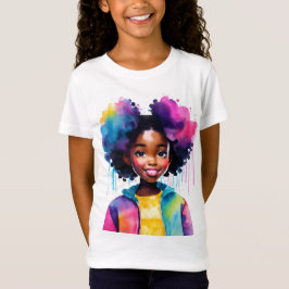 Camiseta AfFF Puff Black Girl Rainbow Hair