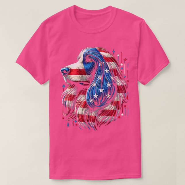 Camiseta Afghan Hound FLAG EUA Funny Dog Engraçado (Frente do Design)