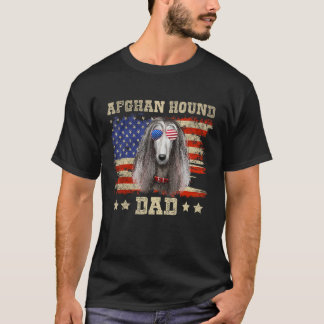 Camiseta Afghan Hound Pai Merica American Flag Men Julho