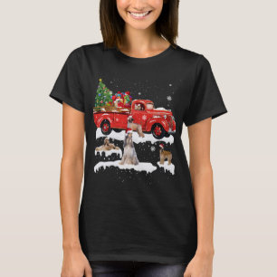 Camiseta Afghan Hound Riding Red Truck Feliz Natal X-mãe