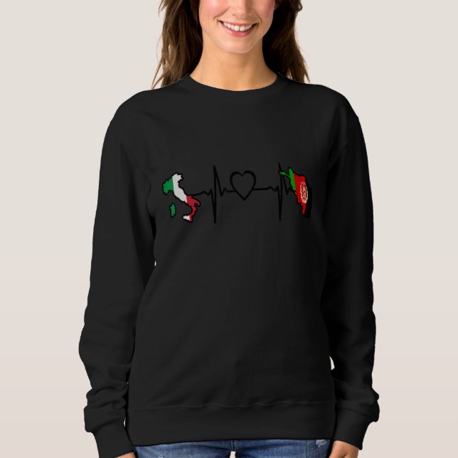 Camiseta Afghanistan Italy Flag Afghan Italian Heartbeat (Frente)