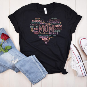 Camiseta Afirmações de Mãe de Atalho com Forma de Coração