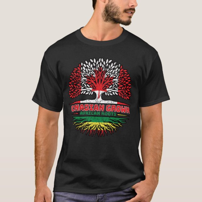 Camiseta África — África — Canadá — Bandeira de Raízes de Á (Frente)