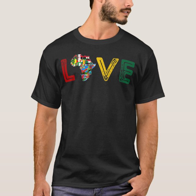 Camiseta África AMA Mapa Continente e Sinalizadores de País (Frente)