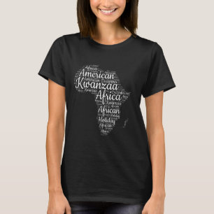 Camiseta África do Kwanzaa Mapa Palavras Padrão Afro-Americ