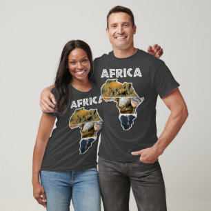 Camiseta África do mapa da vida selvagem