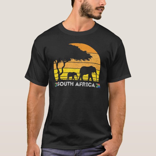 Camiseta África do Sul Safari Savannah Sunset Elephant T-Sh (Frente)
