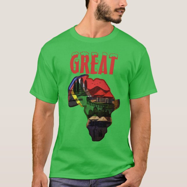 Camiseta África excelente Mapear cores tradicionais design (Frente)
