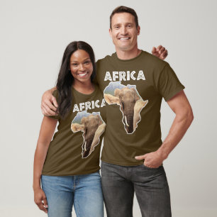 Camiseta África Família de Elefantes do Mapa da Vida Selvag