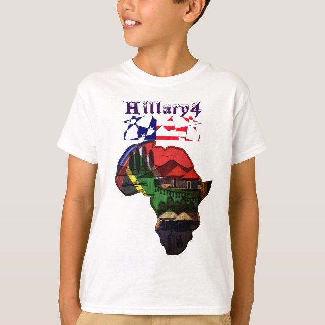 Camiseta África Hillary USA por Presidente mais forte junto (Frente)