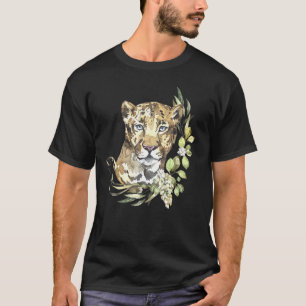 Camiseta África Leopardo I Grande Gato I Flores Selvagens I