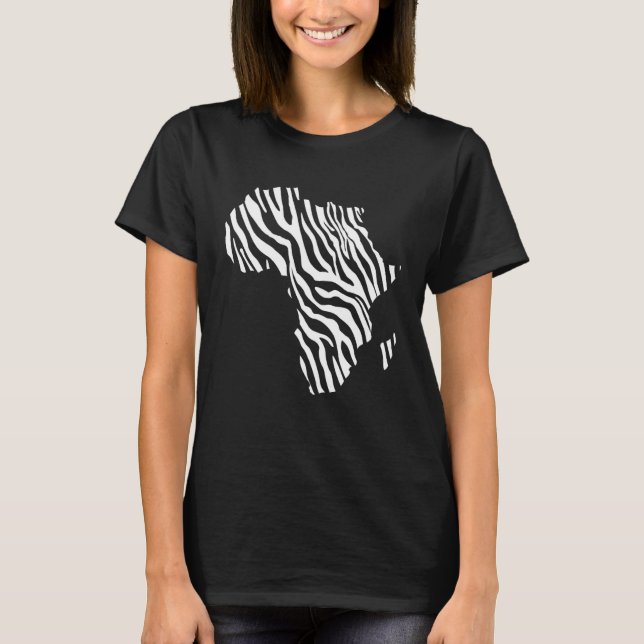 Camiseta Africa Map Filled With Zebra White Stripes Print P (Frente)