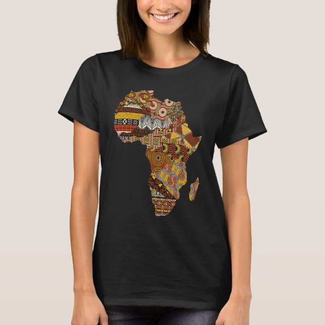 Camiseta Africa Map Kente Cloth Black History Month Afro Af (Frente)