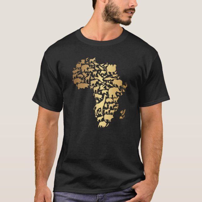 Camiseta Africa Map with Animals African Continent Melanin (Frente)