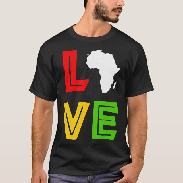 Camiseta África Mapa Amor História Negra Mês América Africa (Frente)
