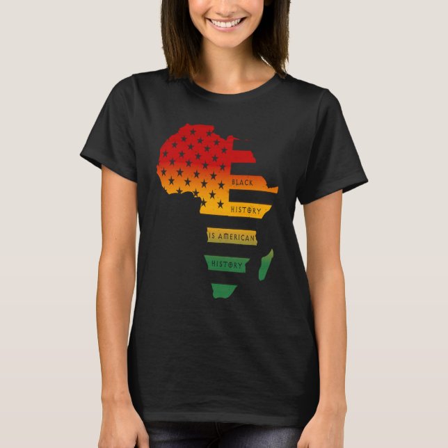 Camiseta África Mapa bandeira americana História negra é am (Frente)