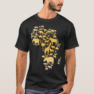 Camiseta África Mapa de animais Silhouette African