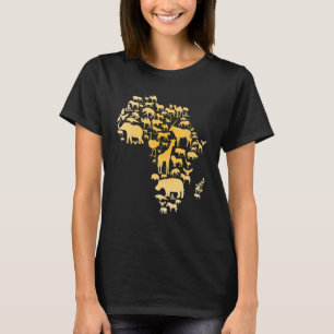 Camiseta África Mapa de animais Silhouette African