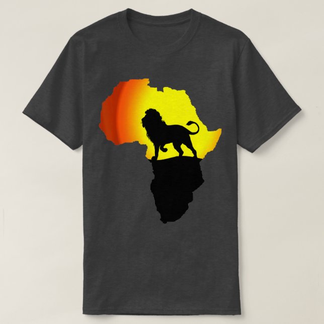 Camiseta África Mapa de Leão Pai Animais do Sul Cinco Grand (Frente do Design)