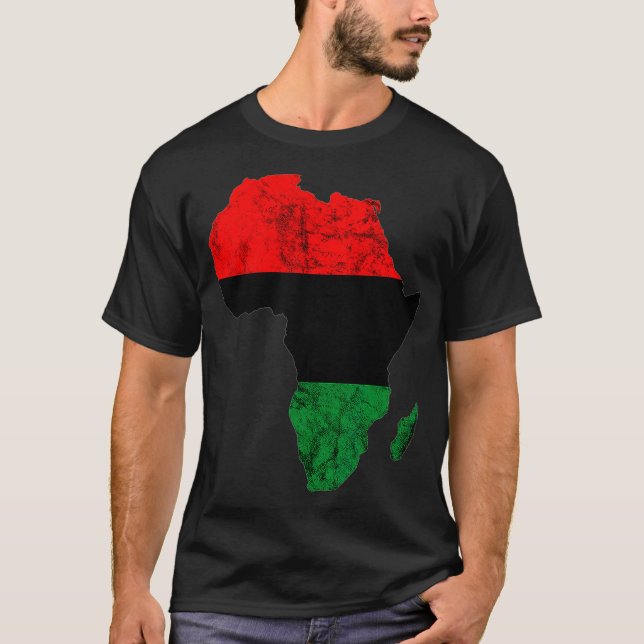Camiseta África Mapa do Orgulho Pan-Africano UNIA Bandeira  (Frente)
