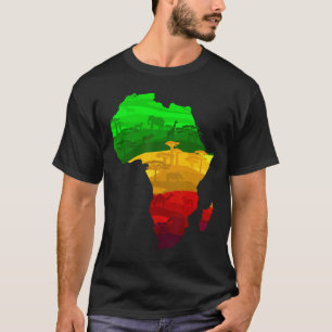 Camiseta África Mapa Verde Amarelo Vermelho Orgulho African