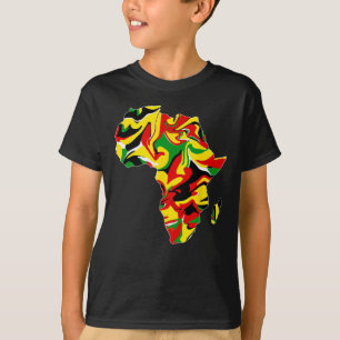 Camiseta África Mapa Verde Amarelo Vermelho Orgulho African