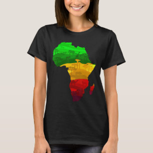Camiseta África Mapa Verde Amarelo Vermelho Orgulho African
