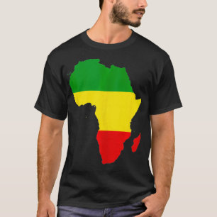 Camiseta África Mapa Vermelho Amarelo Verde Reggae Rasta Pr